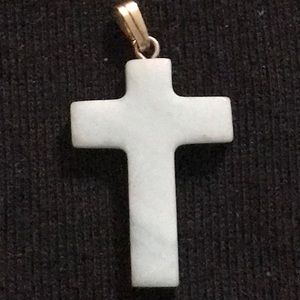Green Jade Cross pendant with Sterling Silver clas